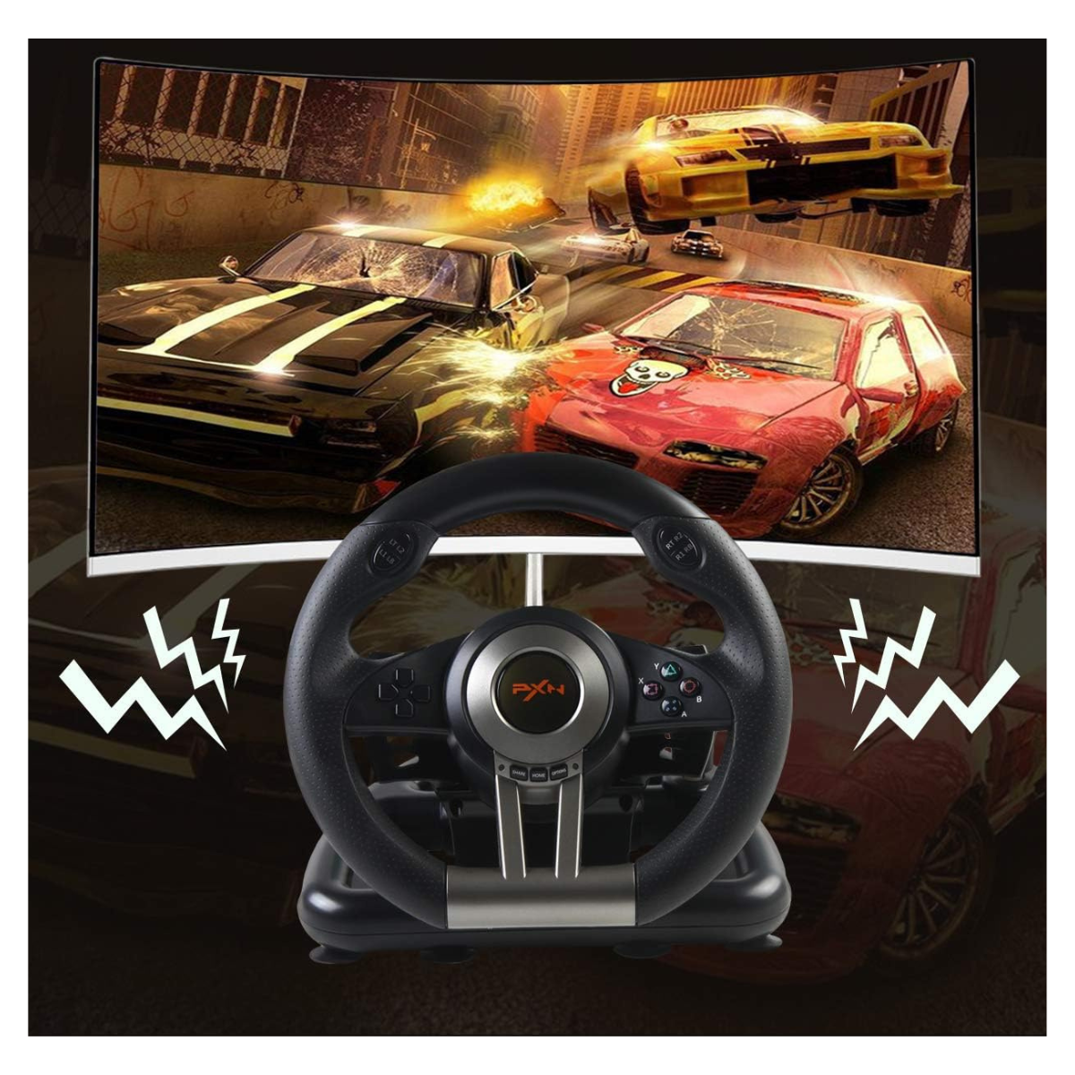 🎮 Conduce como un Pro: Volante Gamer PNX con Vibración Realista 🚗🔥